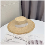 Kentucky Derby Hats Chain Strap Straw Hat Female Summer Frayed Raffia Hat
