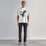Present T Shirt Eagle Print Distressed Loose Hip Hop round Neck Couple