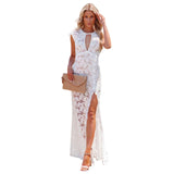 Spring and Summer Eyelash Lace Sexy Hollow-out Slit Elegant Dress