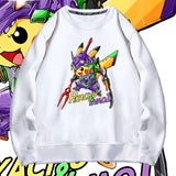 Men and Women Pokemon Pikachu Hoodie Neon Genesis Evangelion EVA Crew Neck Sweater