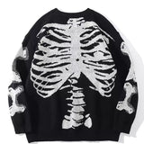 Skeleton Hoodie Skeleton Knitwear Men's Street Loose round Neck Sweater Pullover