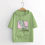 Dinosaur Sweats Dinosaur Contrast Color University Style Sweatshirt Short Sleeve