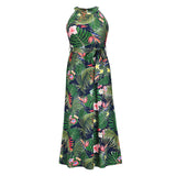 Beth Dutton Bohemian Dress Summer Spring Midi Dresses Vintage Printed Halter Belt Beach Long Skirt