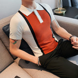 Men Polo Shirts Stretch Short Sleeve Lapel T-shirt