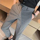 Men Trousers Casual Pants Simple Embroidered Four-Sided Stretch Light Business Boys Suit Pants