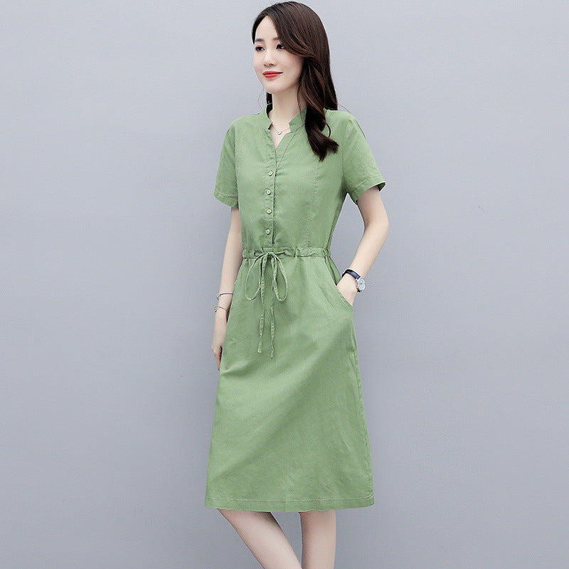 Work Dresses for Teachers Dress Women's Summer Fitted Waist Figure Flattering Shirt Skirt