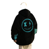 Men's Autumn Winter Coat Embroidered Contrast Color Couple Cotton-Padded Clothes