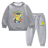 Children Pokemon Pikachu Hoodie & Pant Set Fleece Lined Padded Warm Keeping Sweatshirt Set