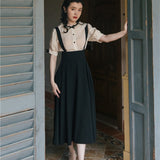 Women Cottagecore Dress Collar Shirt Set