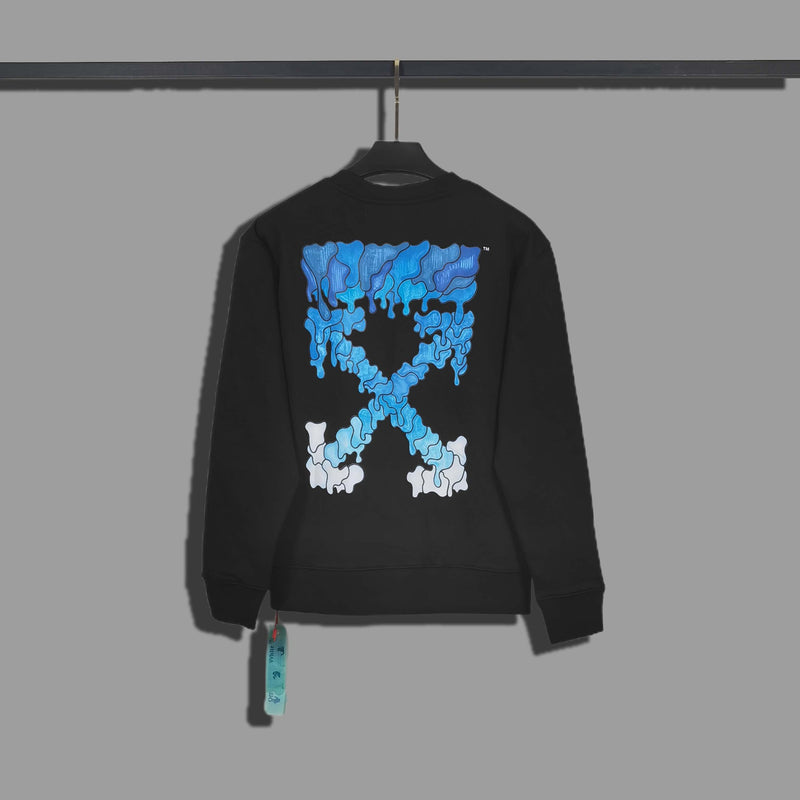 Off White Sweatshirts Long Sleeve round Neck Neck Sweater for Men and Women Autumn and Winter Gradient Arrow Print Series round Neck Sweater