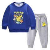 Children Pokemon Pikachu Hoodie & Pant Set Fleece Lined Padded Warm Keeping Sweatshirt Set