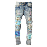 Amiri Trousers New US Amiri Leisure Washed-out Splash Ink Painted Slim Jeans Men