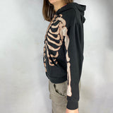 Skull Hoodie Long Hooded Jacket Halloween Skull Print Zipper Jacket