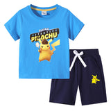 Children Pokemon Pikachu Tshirts & Shorts Cotton Short Sleeve Shorts Two Pieces Neutral