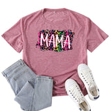 Boy Mama T Shirts Color Leopard Mama Printed T-shirt