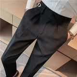 Men Trousers Solid Color Casual Pants