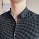 Men Shirts Slim-Fit Plaid Shirt