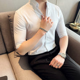 Men's Shirts V-neck Striped Half Sleeve Shirt