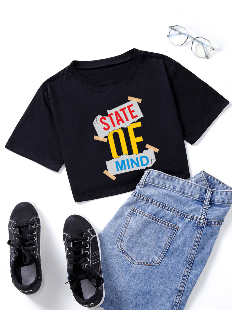 Beth Dutton Outfits State of Mind Pattern Short Version Navel-Exposed T-shirt