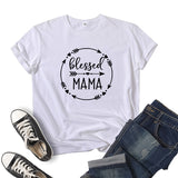 Boy Mama T Shirt Blessed Mama Printed Short Sleeve round Neck T-shirt