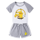 Children Pokemon Pikachu Tshirts & Shorts Short Sleeve T-shirt Shorts Casual Two Neutral