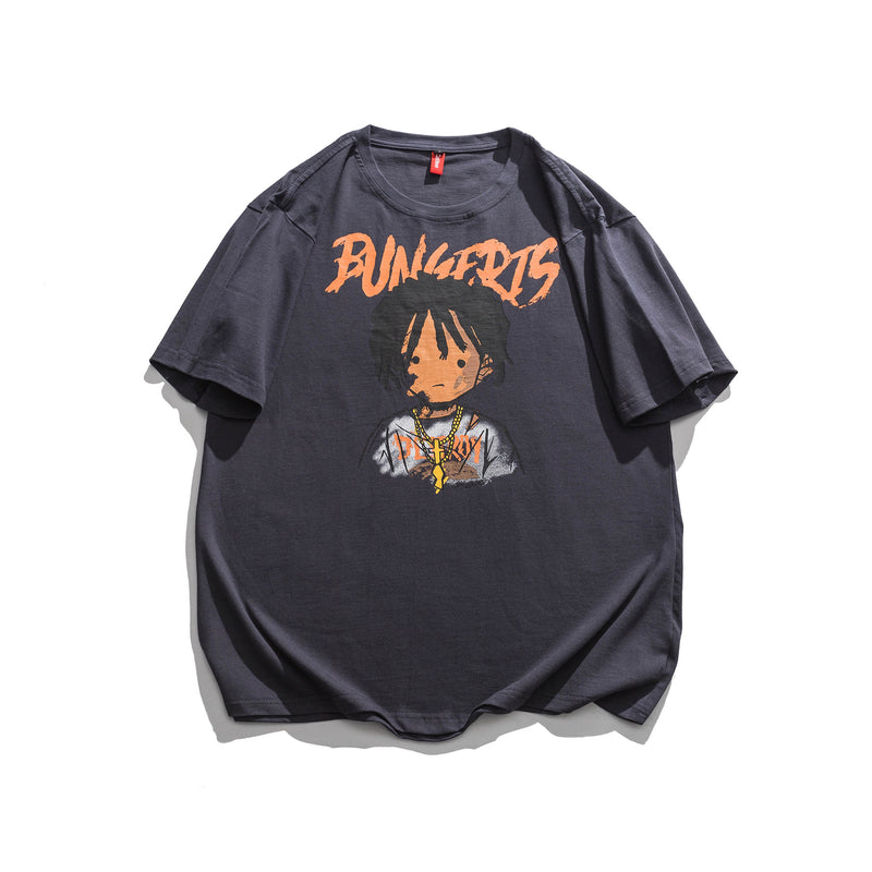 2022 Summer Man Outfits Cartoon Printed Short Sleeve