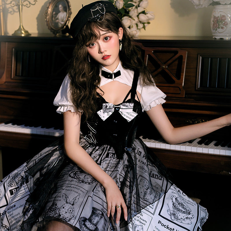 Gothic Lolita Harajuku Style Clothing Lolita Irregular Dress Alice Op Dress Summer Patchwork Skirt Female