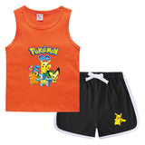 Children Pokemon Pikachu Tshirts & Shorts Casual Sports Sweat-Absorbent Suit Neutral
