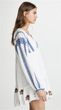 Women Dresses Bohemian Embroidered Flower Long Sleeve Fashion Shirt Dress