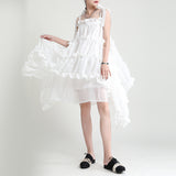 Fairy Dress Summer Sling Irregular Cake Dress Mesh Lace Pleated Fairy First Love Dress
