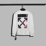 Off White Sweatshirts Long Sleeve round Neck Sweater for Autumn and Winter Embroidered Small Icon Back Texture round Neck Sweater