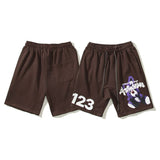 Rrr123 Shorts Graffiti Cartoon Print Looped Pile Shorts Patchwork Retro Sweatpants