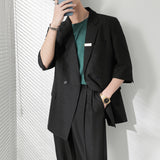 Double Brewed Seersucker Suit Autumn and Winter Leisure Cotton Solid Gray Loose