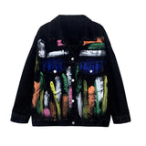 Spray Painted Jacket Autumn Colorful Graffiti Denim Jacket