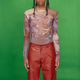 Transparent Shirt for Men Long Sleeve See-through Elastic Transparent Sexy T-shirt