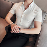 Men Shirts Stretch Business Short Sleeve Shirt
