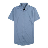Men Shirts Embroidered Ice Silk Short Sleeve Shirt