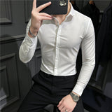 Men Shirts Lapel Long Sleeve Shirt