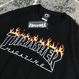 Thrasher T Shirt Summer Flame Short Sleeve Cotton Loose round Neck T-shirt Couple
