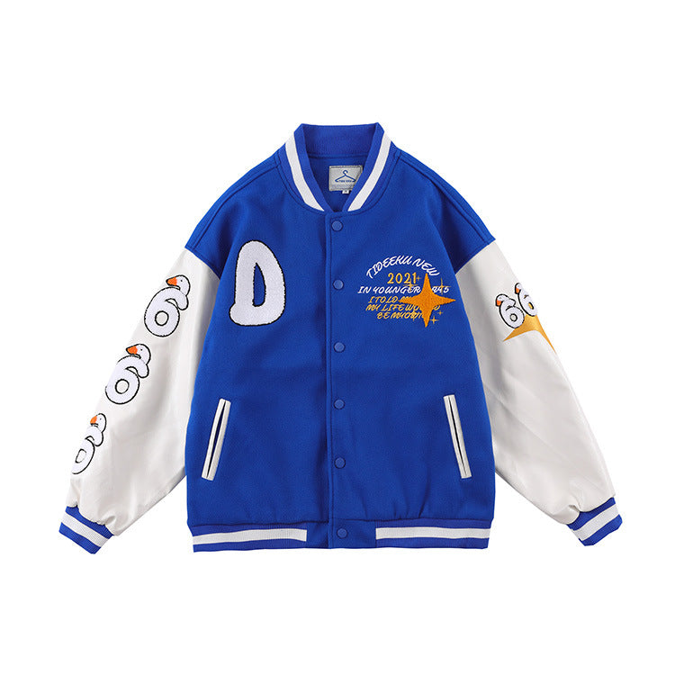 Blackair Jacket Baseball Uniform Loose Casual PU Leather Sleeve Men's and Women's Jacket