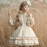 Gothic Lolita Harajuku Style Clothing Shepherd Long Sleeve Op Dress Lolita Design CLA Pastoral Style Skirt