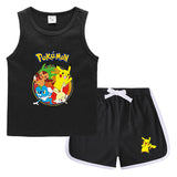 Children Pokemon Pikachu Tshirts & Shorts Vest Middle Pants Casual Sweat Wicking Suit