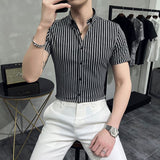 Men's Striped Short-Sleeved Shirt