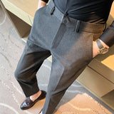 Men Trousers Simple Embroidery Small Suit Pants