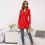 Women Coat Spring Fashion Long Sleeve Double Breasted Blazer