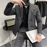Seersucker Suit Striped Double Breasted Suit