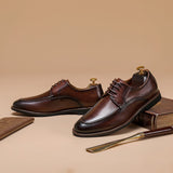 Loafers for Men Autumn Men's Leather Shoes Men's Genuine Leather Casual Lace up British Style Peas Shoes
