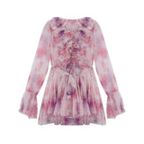 Fairy Dress Fairy Dress Pants Romantic V-neck Lace-up Printed Chiffon Suspender Long Culottes