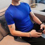 Men Short Sleeve T-Shirt round Neck Knitted T-shirt