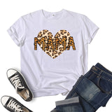 Boy Mama T Shirt Leopard Print Love Mama Printed Short Sleeve round Neck T-shirt